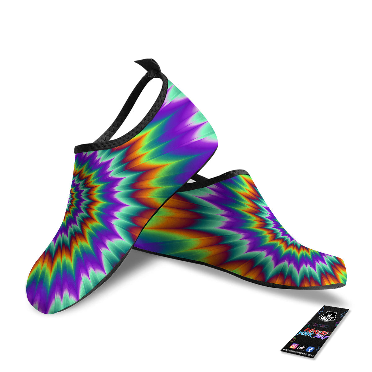 Illusion Optical Psychedelic Spiral Water Shoes-grizzshop