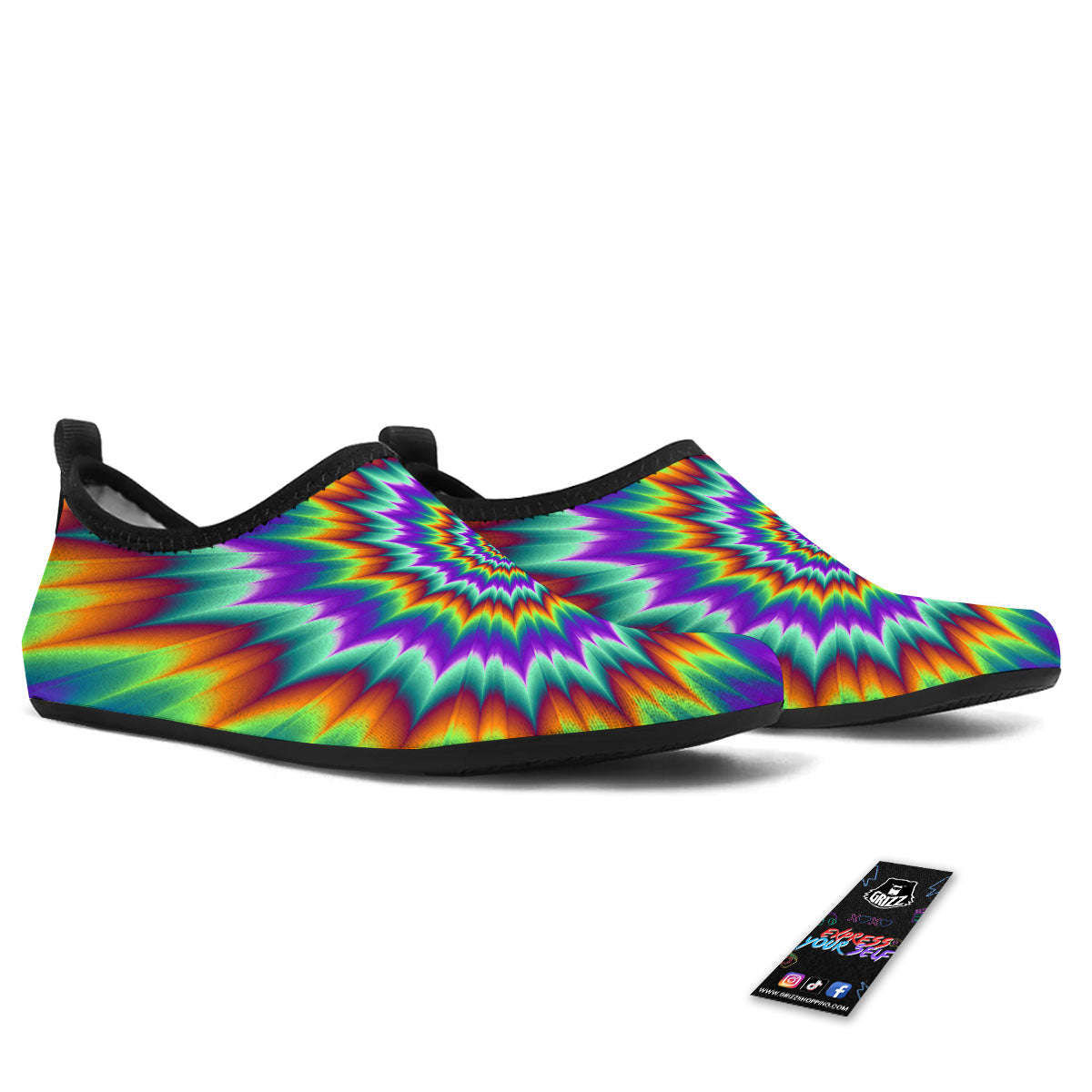 Illusion Optical Psychedelic Spiral Water Shoes-grizzshop