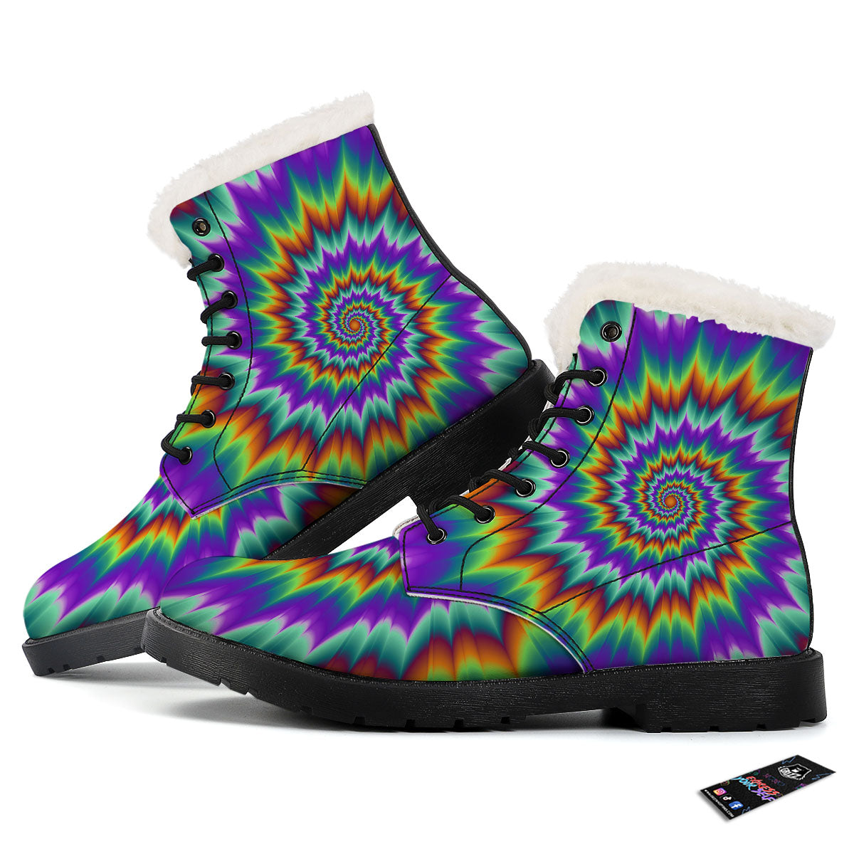 Illusion Optical Psychedelic Spiral Winter Boots-grizzshop