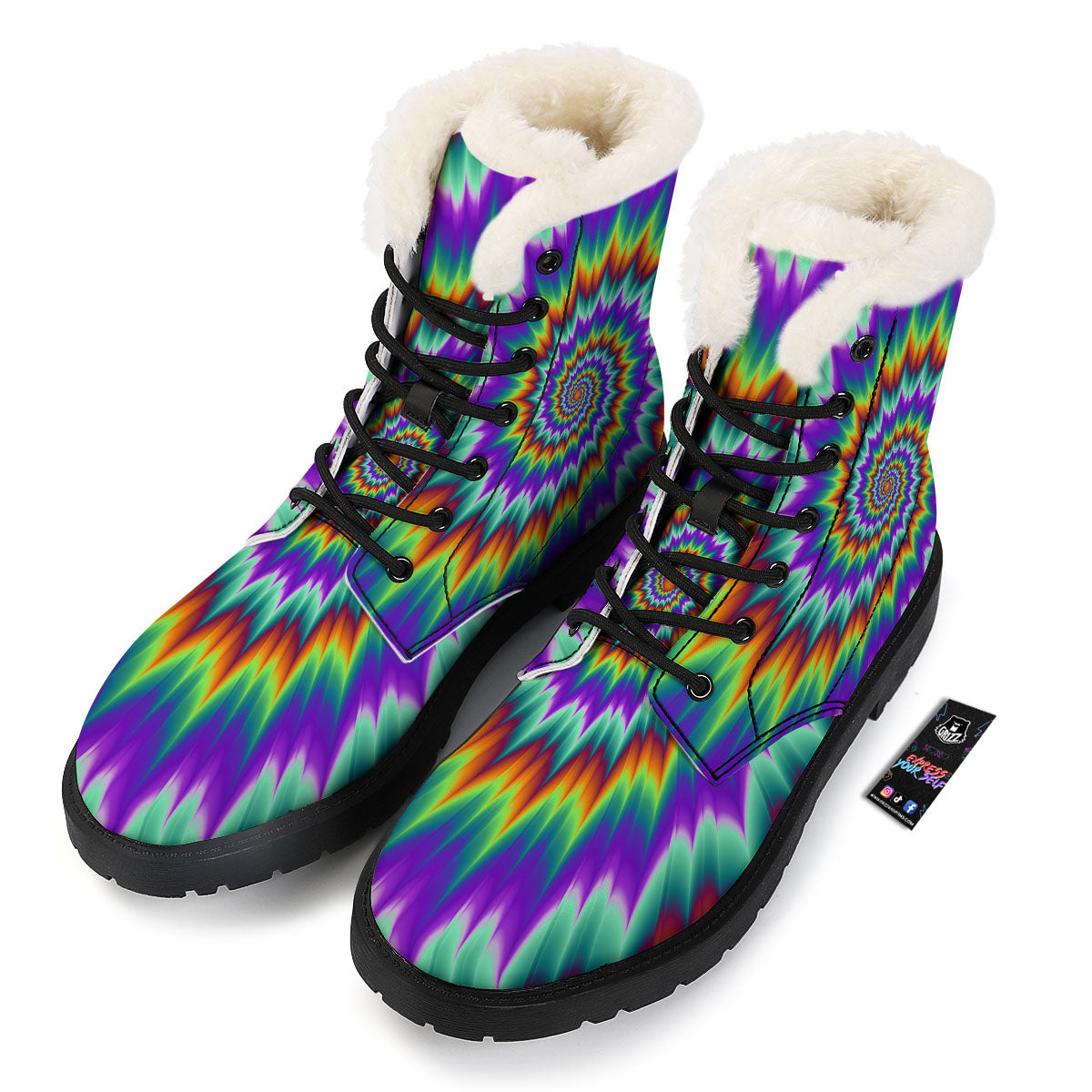Illusion Optical Psychedelic Spiral Winter Boots-grizzshop