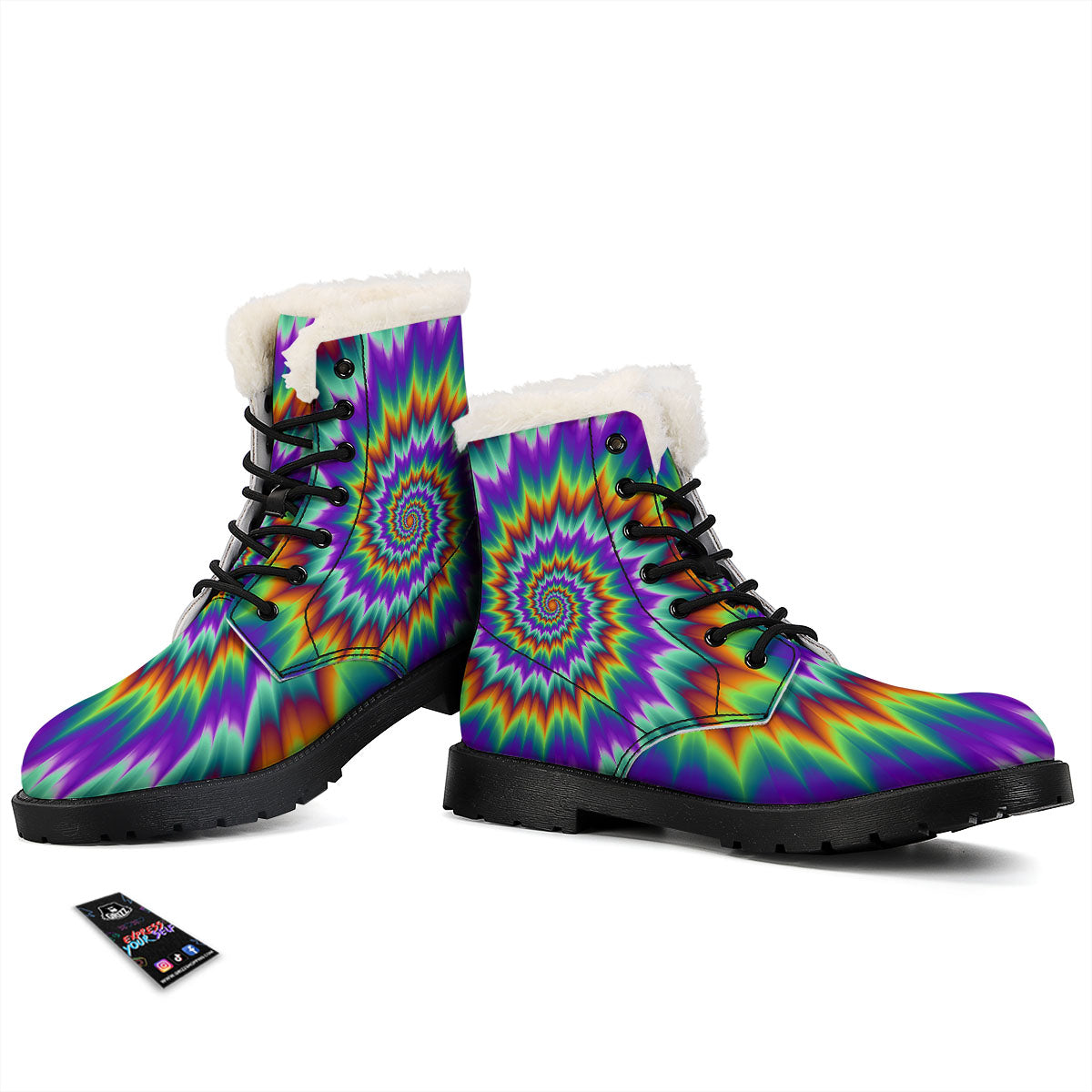 Illusion Optical Psychedelic Spiral Winter Boots-grizzshop