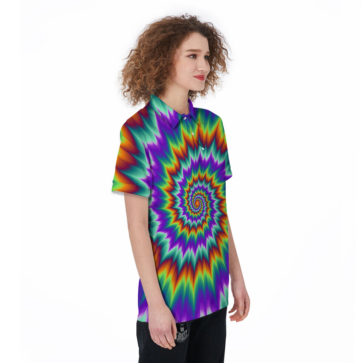 Illusion Optical Psychedelic Spiral Women's Golf Shirts-grizzshop