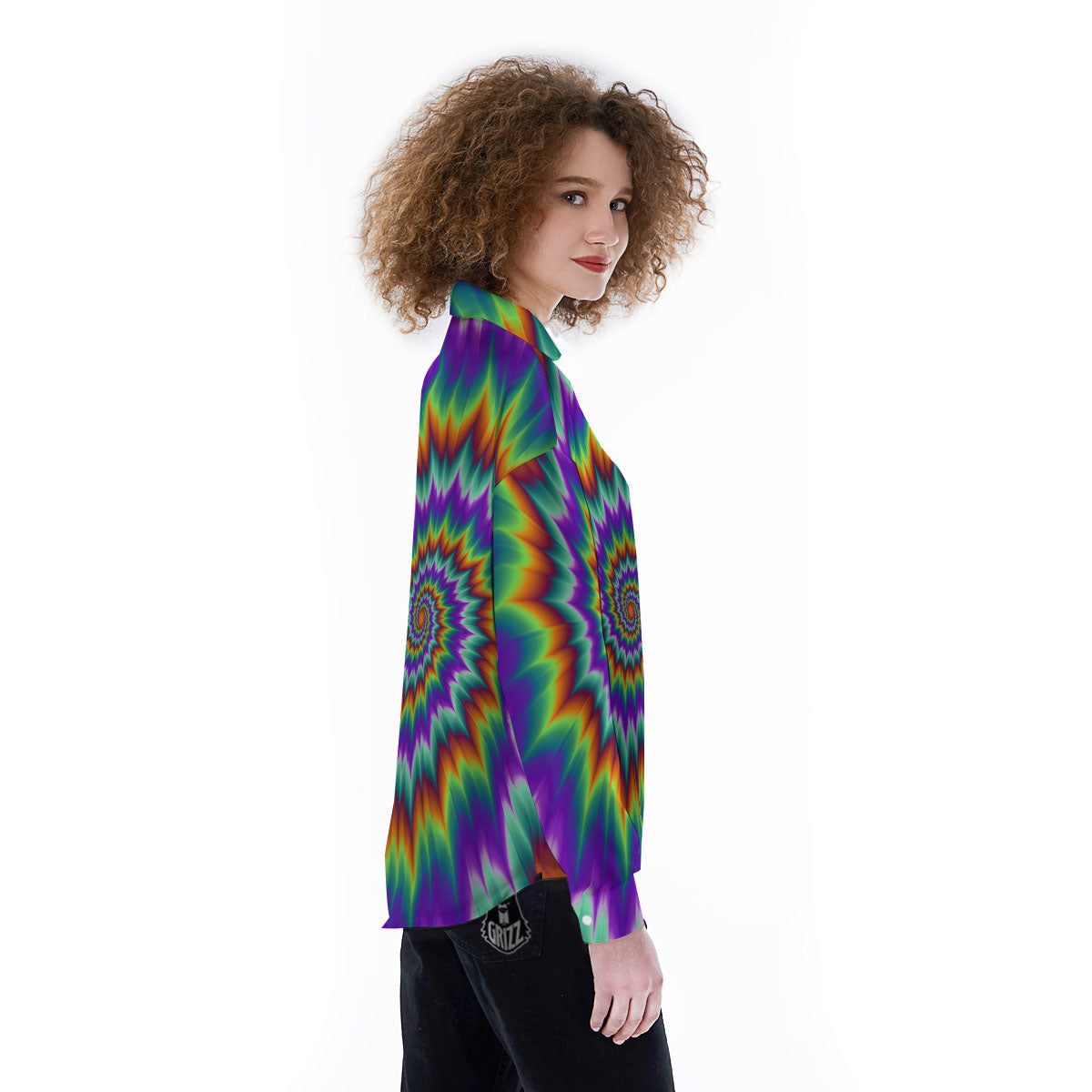 Illusion Optical Psychedelic Spiral Women's Long Sleeve Shirts-grizzshop
