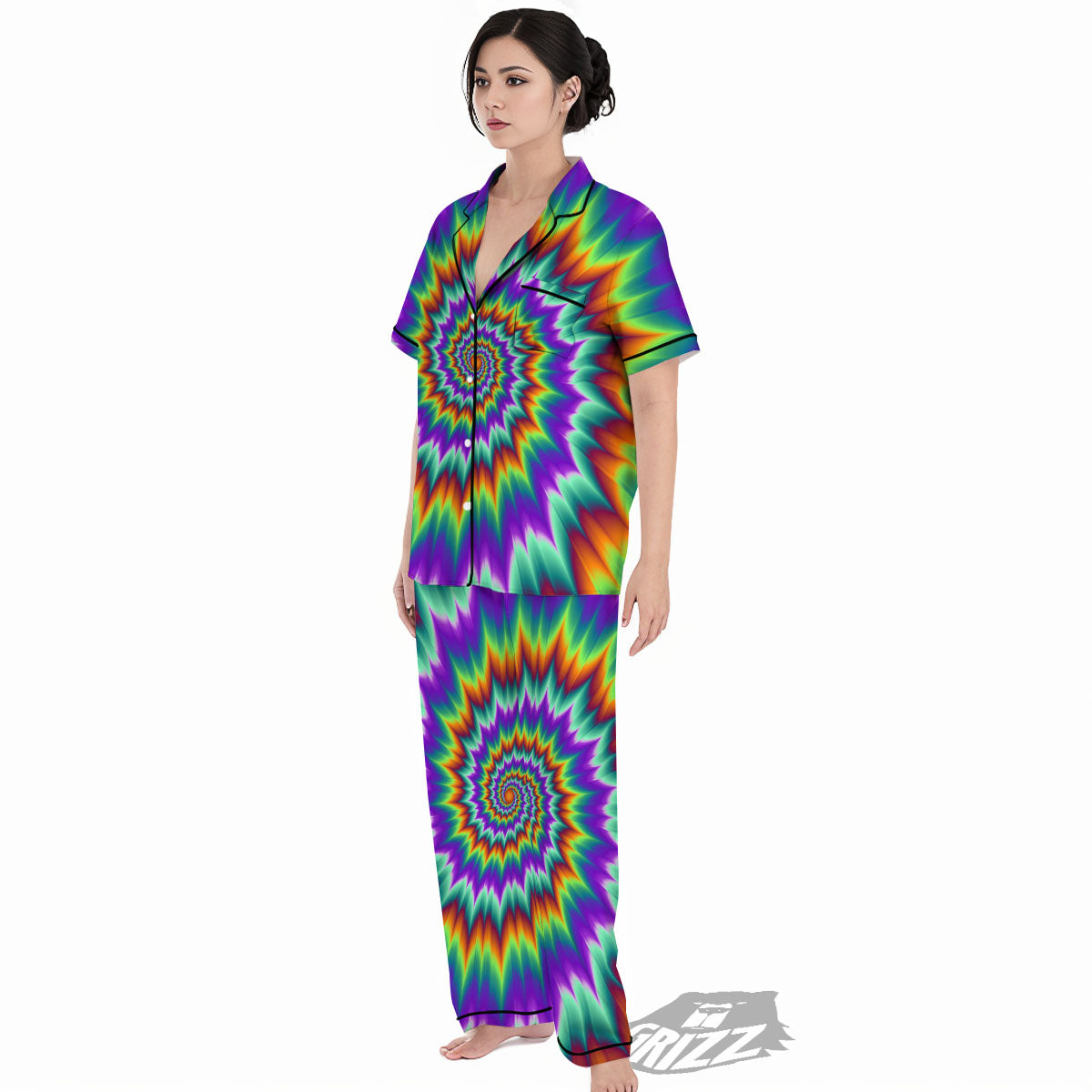Illusion Optical Psychedelic Spiral Women's Pajamas Set-grizzshop