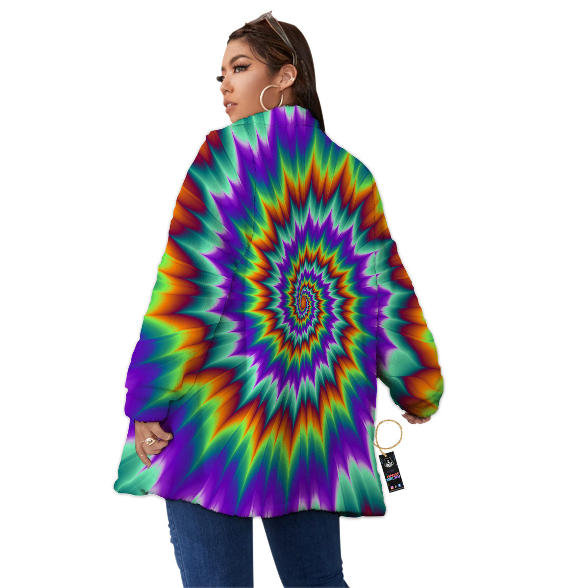 Illusion Optical Psychedelic Spiral Women's Sherpa Jacket-grizzshop