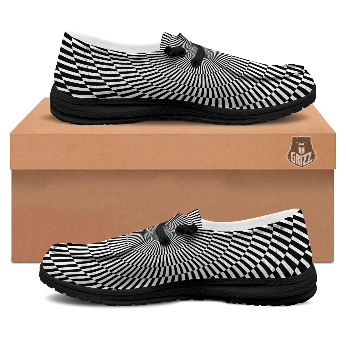 Illusion Optical Psychedelic Web Black Loafers-grizzshop