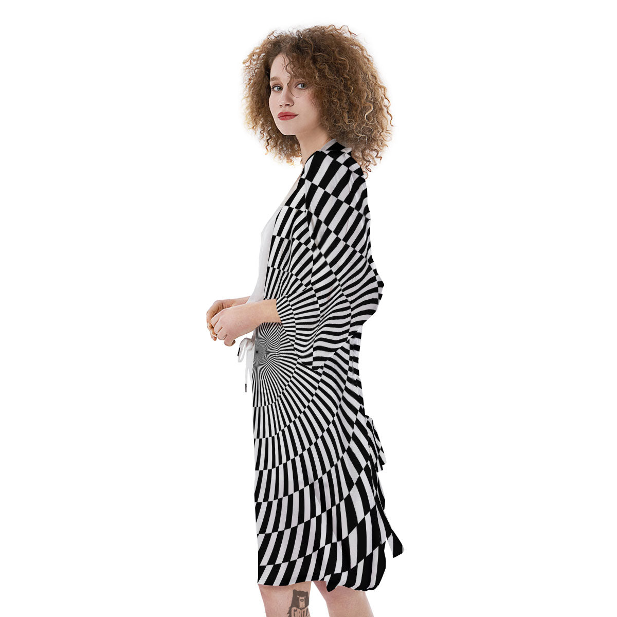 Illusion Optical Psychedelic Web Kimono-grizzshop