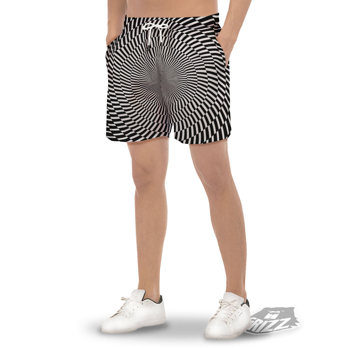 Illusion Optical Psychedelic Web Men's Gym Shorts-grizzshop