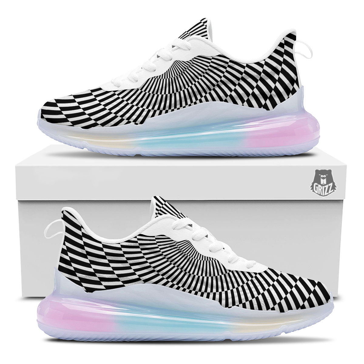 Illusion Optical Psychedelic Web Running Sneakers-grizzshop