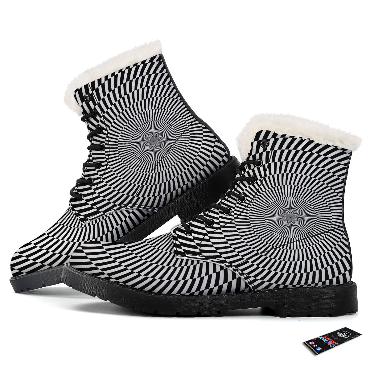 Illusion Optical Psychedelic Web Winter Boots-grizzshop