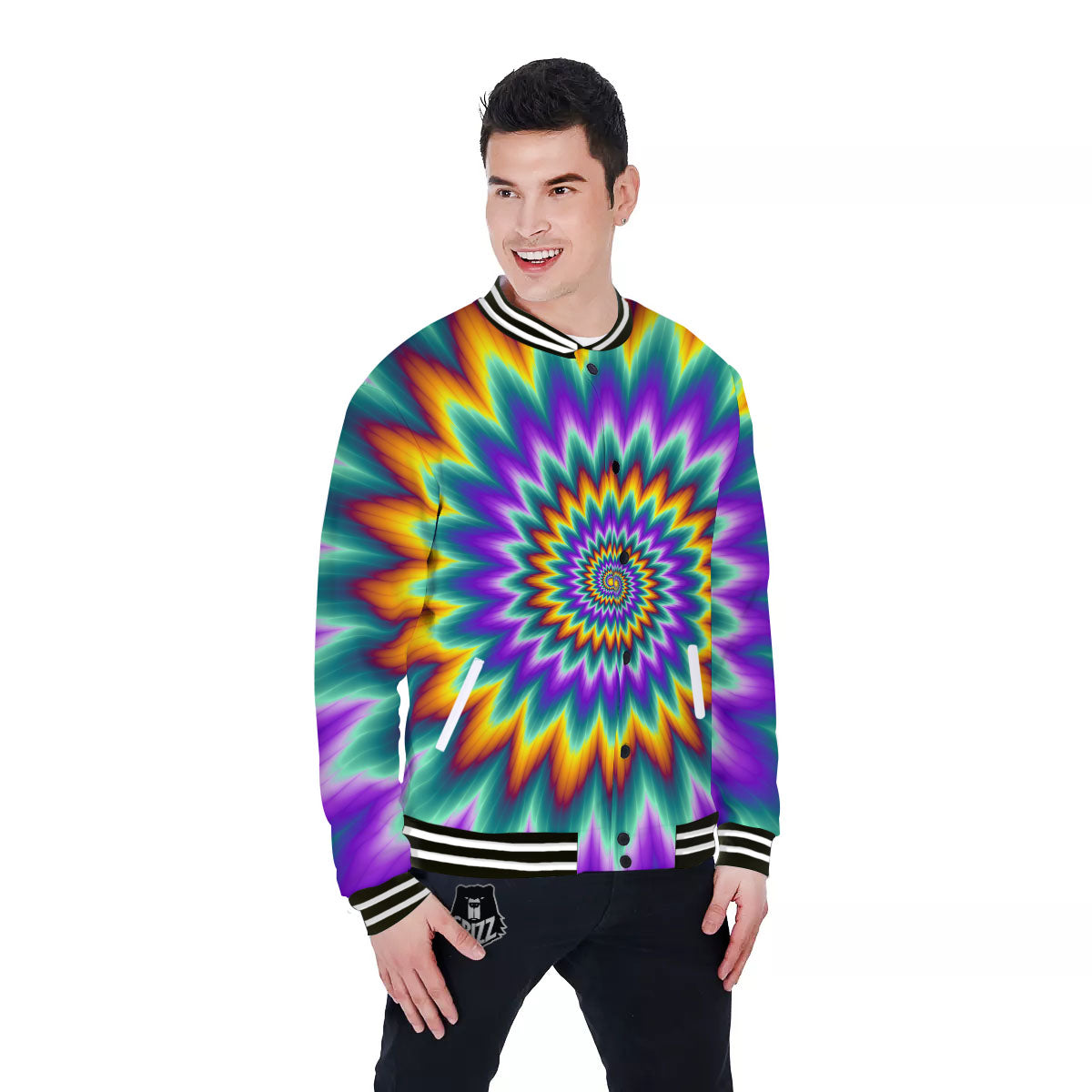 Illusion Optical Rave Psychedelic Baseball Jacket-grizzshop