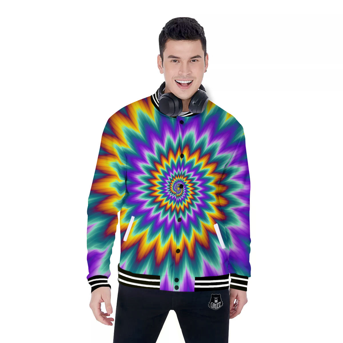 Illusion Optical Rave Psychedelic Baseball Jacket-grizzshop