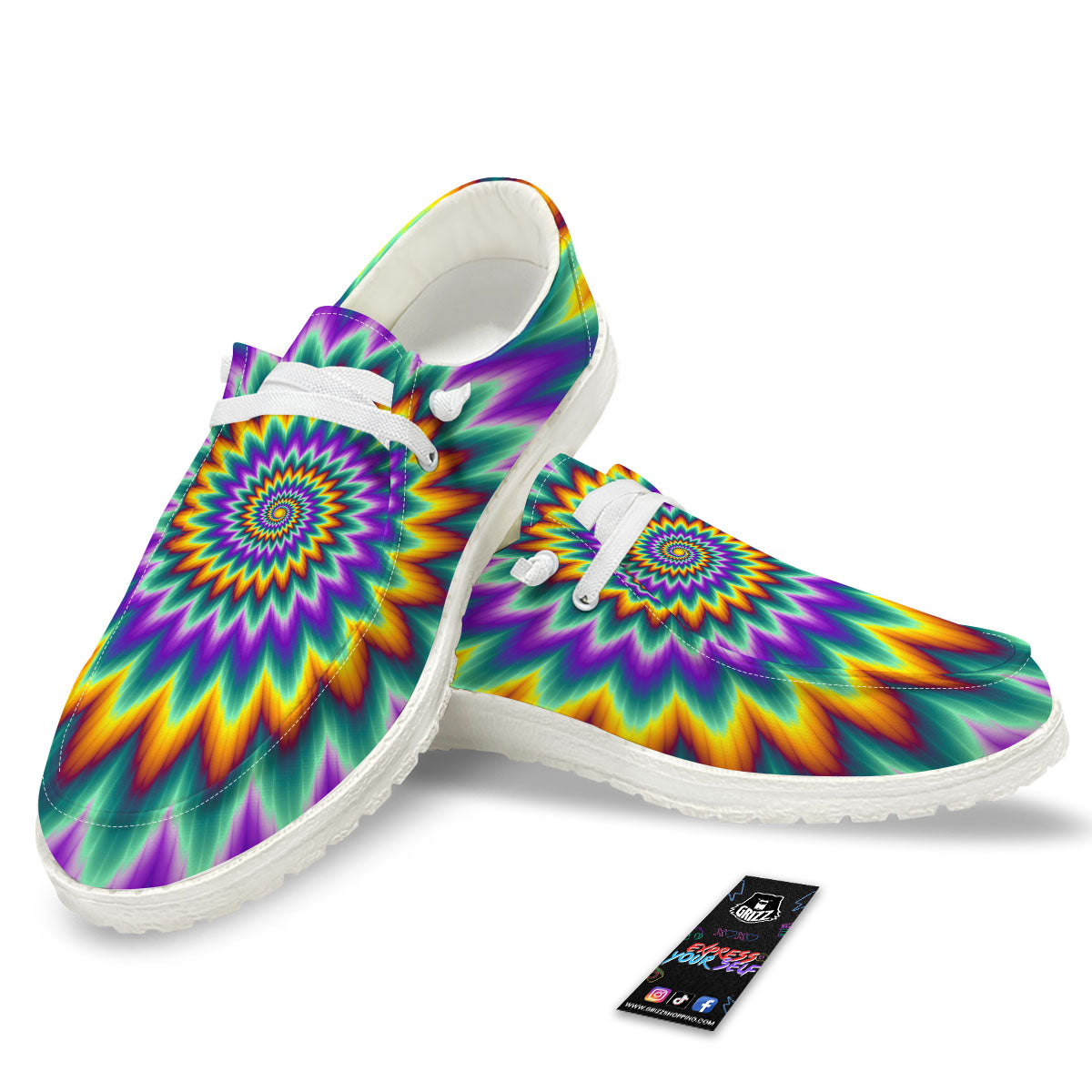 Illusion Optical Rave Psychedelic Black Loafers-grizzshop