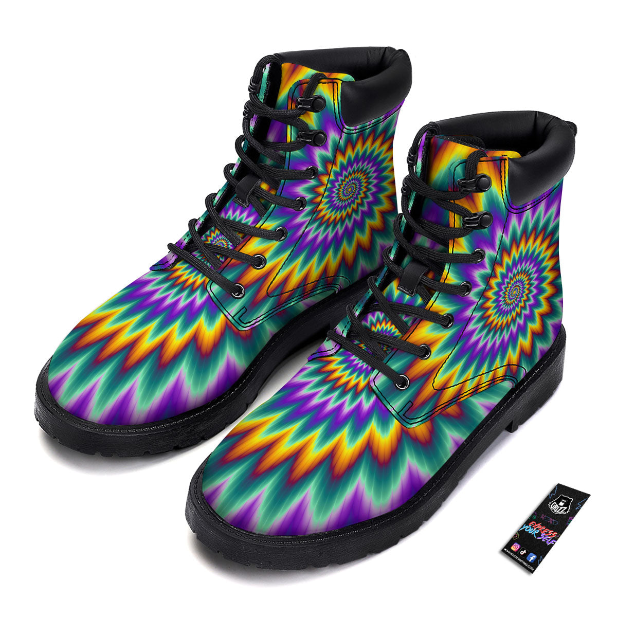 Illusion Optical Rave Psychedelic Boots-grizzshop