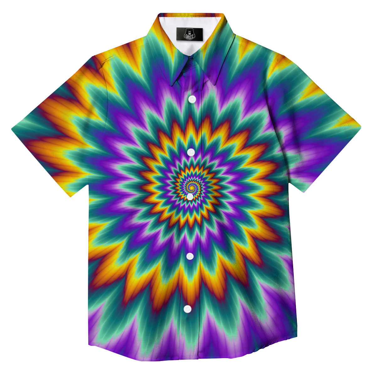 Illusion Optical Rave Psychedelic Button Up Shirt-grizzshop