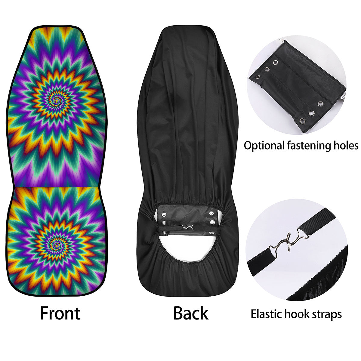 Illusion Optical Rave Psychedelic Car Seat Covers-grizzshop