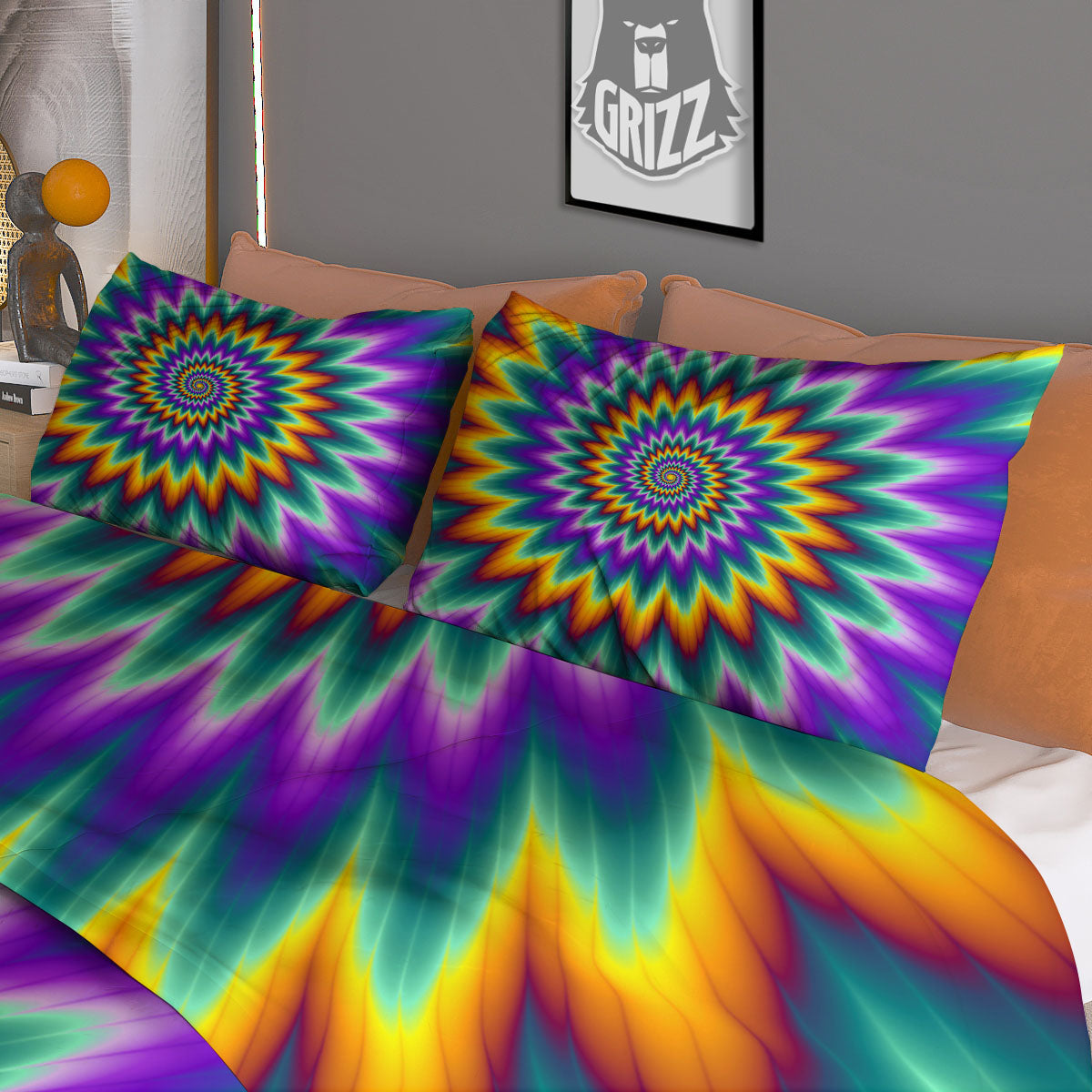 Illusion Swirl Optical Print Duvet Cover Bedding Set