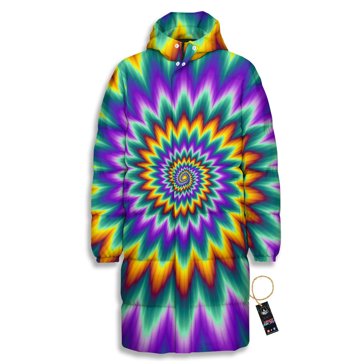 Illusion Optical Rave Psychedelic Long Down Jacket-grizzshop
