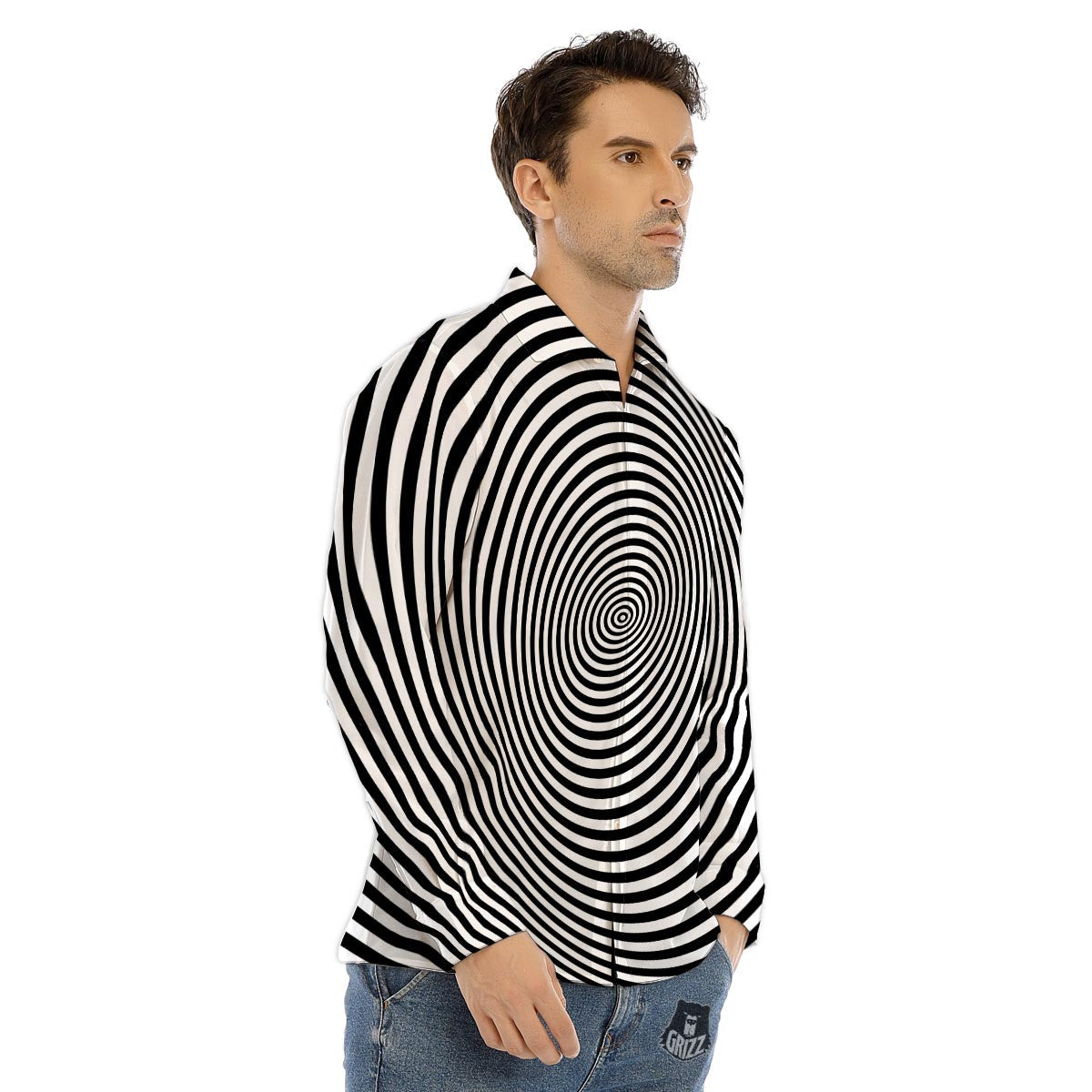 Illusion Optical Rave Psychedelic Men's Dress Shirts-grizzshop