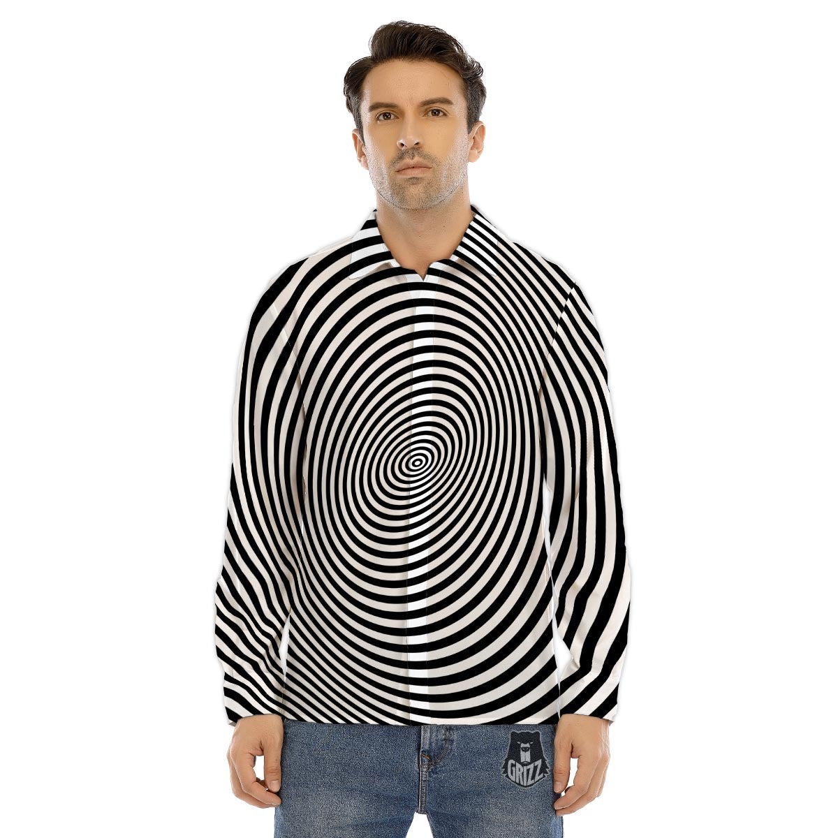 Illusion Optical Rave Psychedelic Men's Dress Shirts-grizzshop