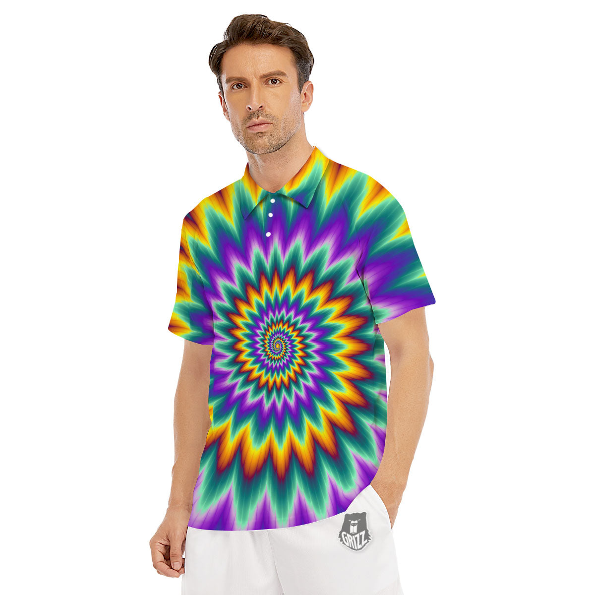 Illusion Optical Rave Psychedelic Men's Golf Shirts-grizzshop