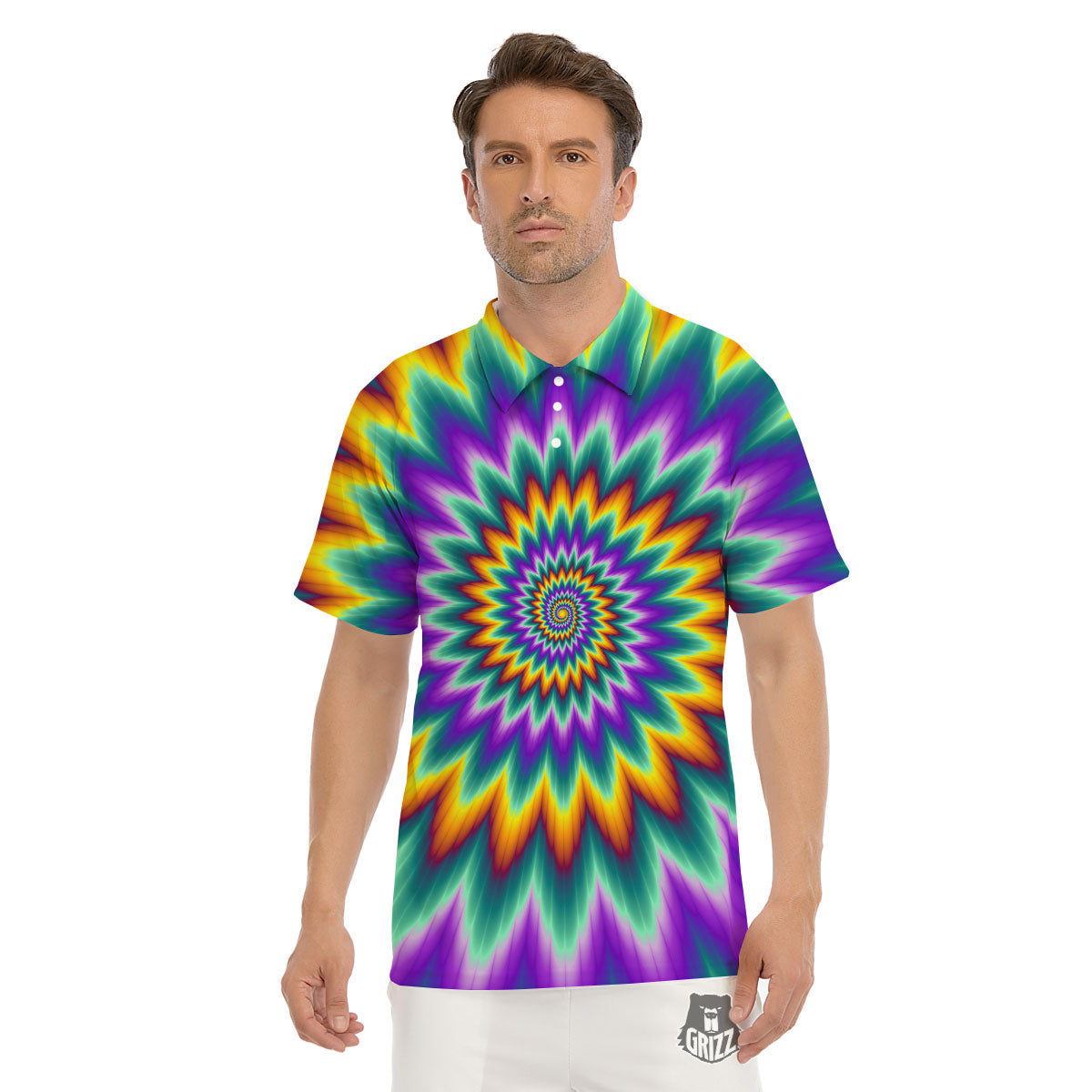 Illusion Optical Rave Psychedelic Men's Golf Shirts-grizzshop