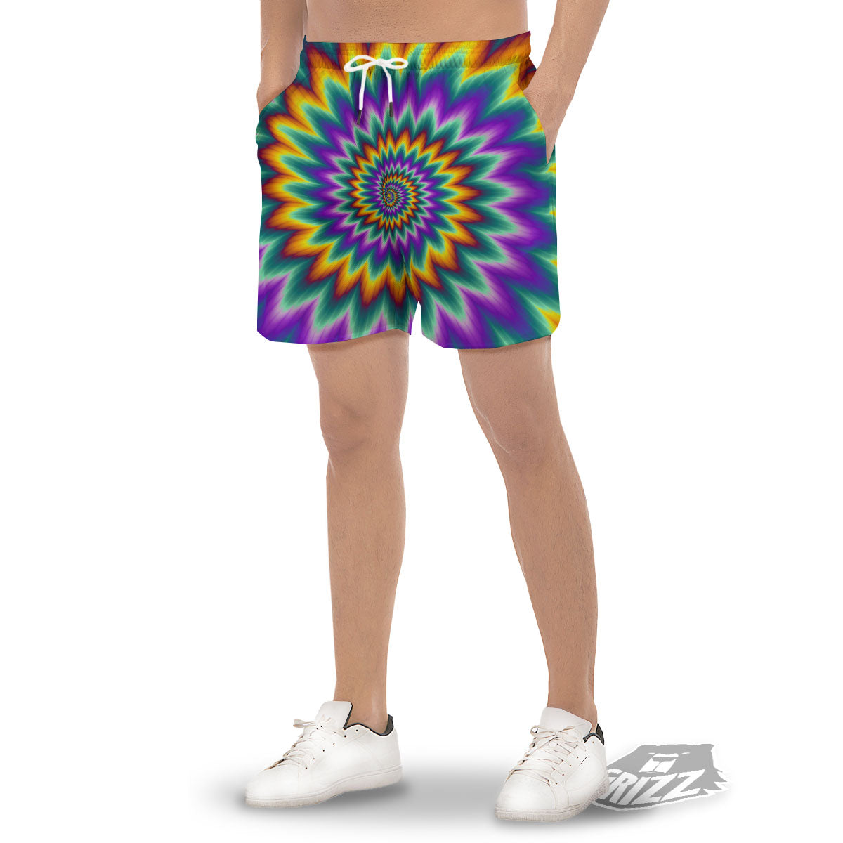 Illusion Optical Rave Psychedelic Men's Gym Shorts-grizzshop