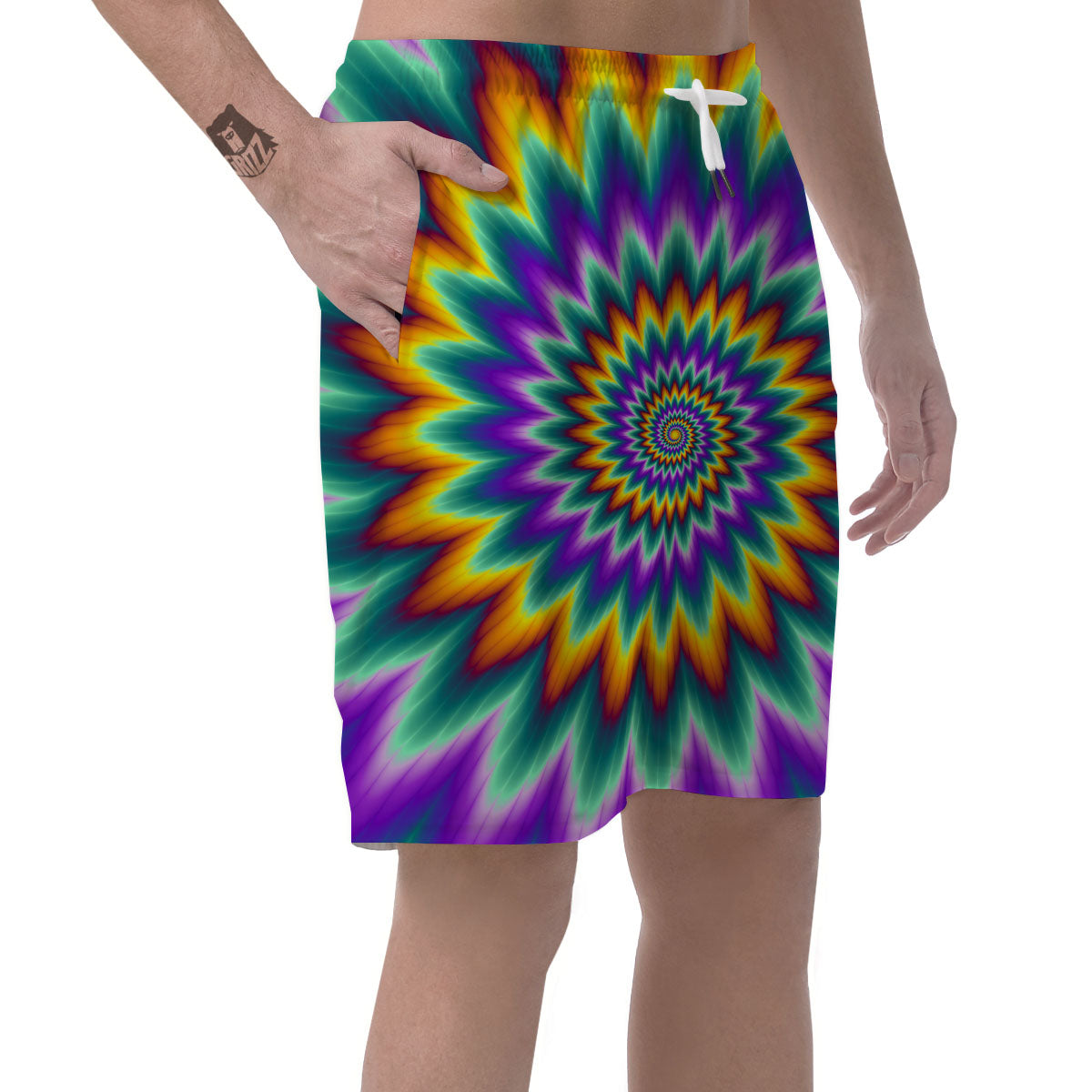 Illusion Optical Rave Psychedelic Men's Shorts-grizzshop
