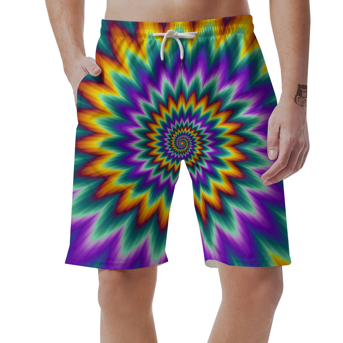 Illusion Optical Rave Psychedelic Men's Shorts-grizzshop