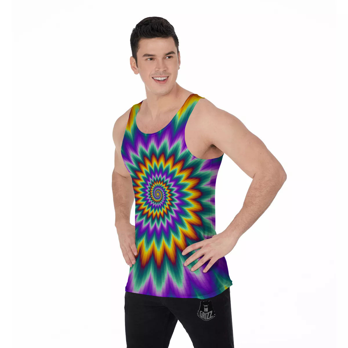 Illusion Optical Rave Psychedelic Men's Tank Top-grizzshop
