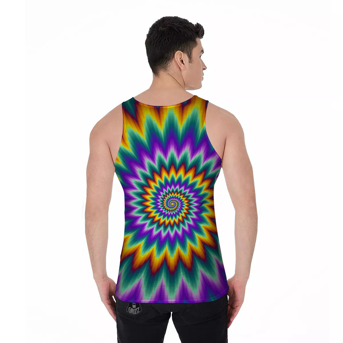 Illusion Optical Rave Psychedelic Men's Tank Top-grizzshop