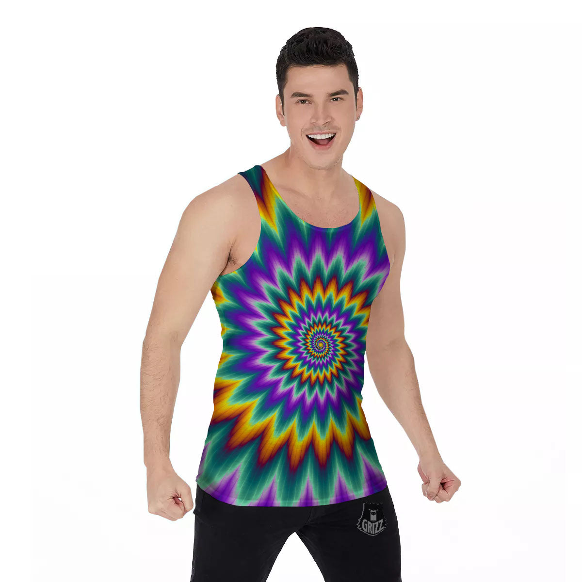 Illusion Optical Rave Psychedelic Men's Tank Top-grizzshop