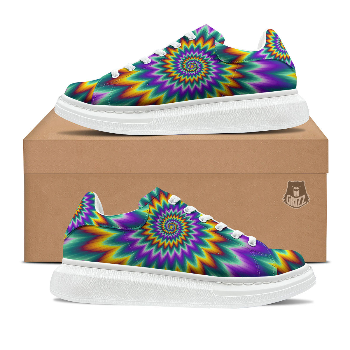 Illusion Optical Rave Psychedelic Platform Shoes-grizzshop