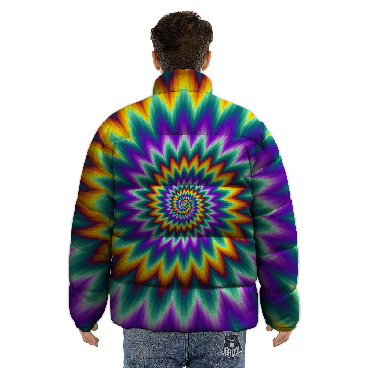 Illusion Optical Rave Psychedelic Puffer Jacket-grizzshop
