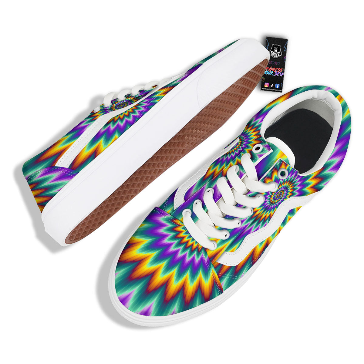 Illusion Optical Rave Psychedelic Skate Shoes-grizzshop
