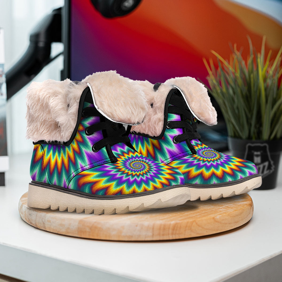 Illusion Optical Rave Psychedelic Snow Boots-grizzshop