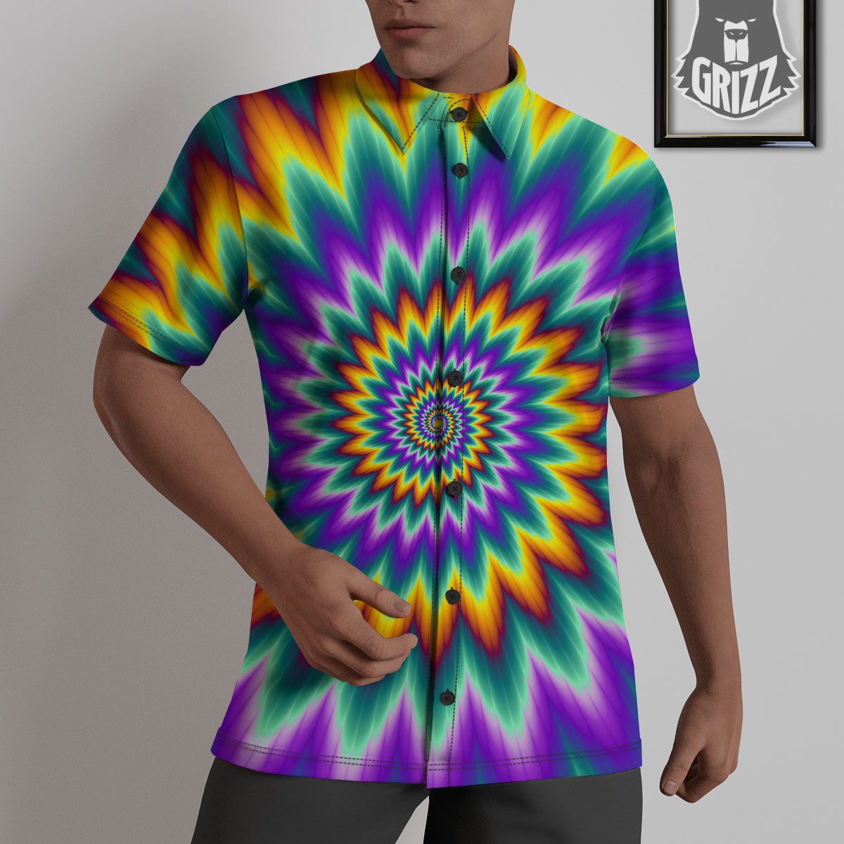 Illusion Optical Rave Psychedelic Untucked Shirts-grizzshop
