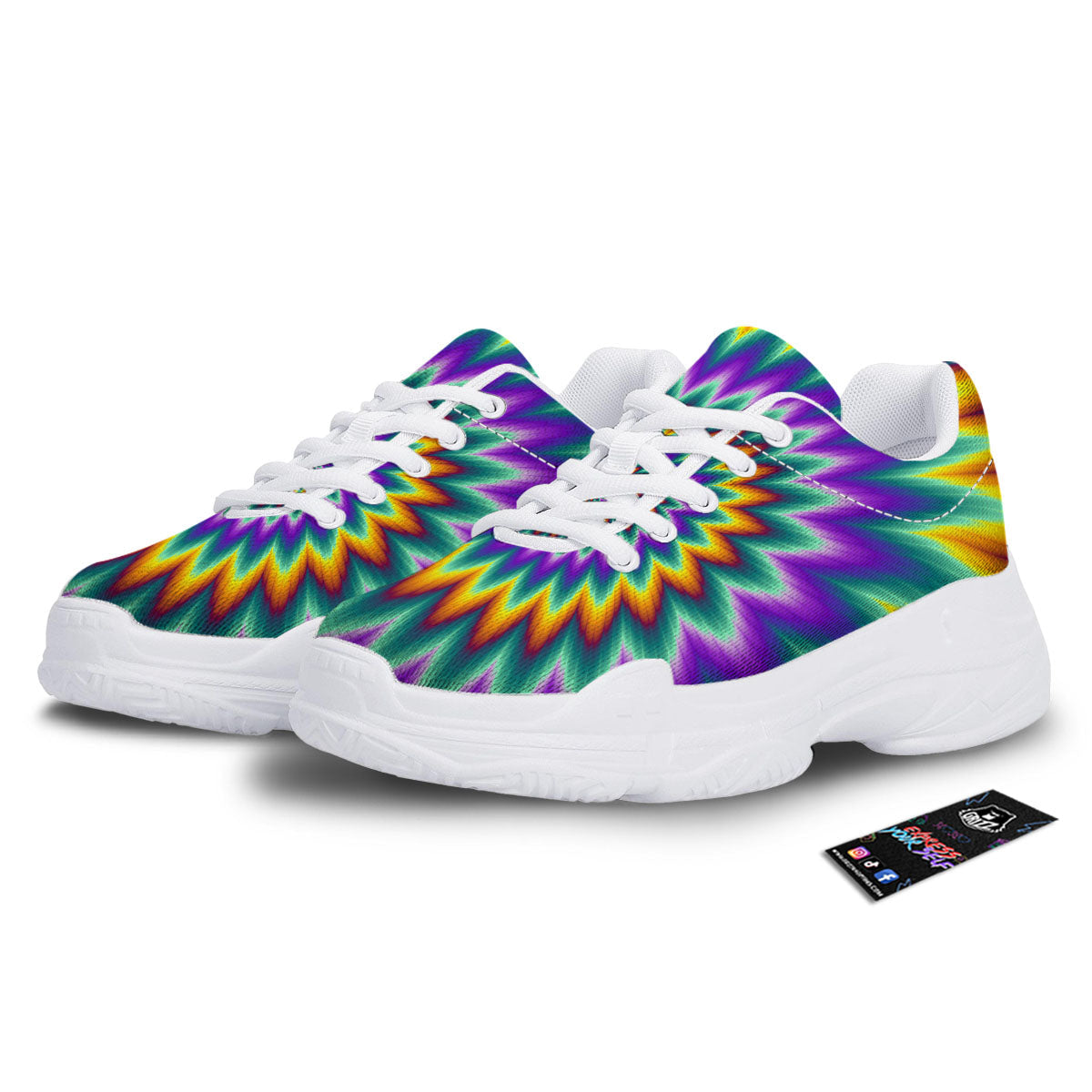 Illusion Optical Rave Psychedelic White Chunky Shoes-grizzshop
