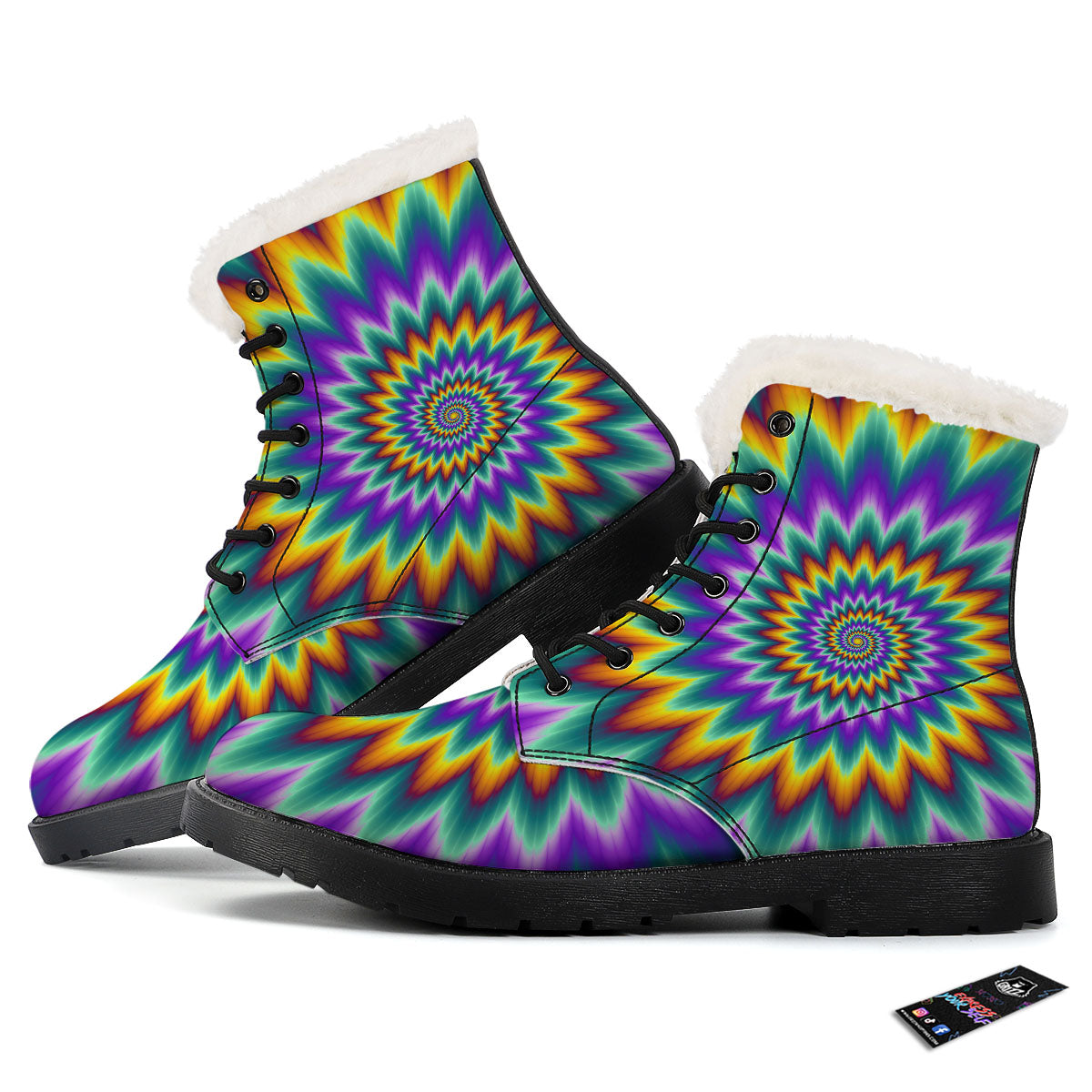 Illusion Optical Rave Psychedelic Winter Boots-grizzshop
