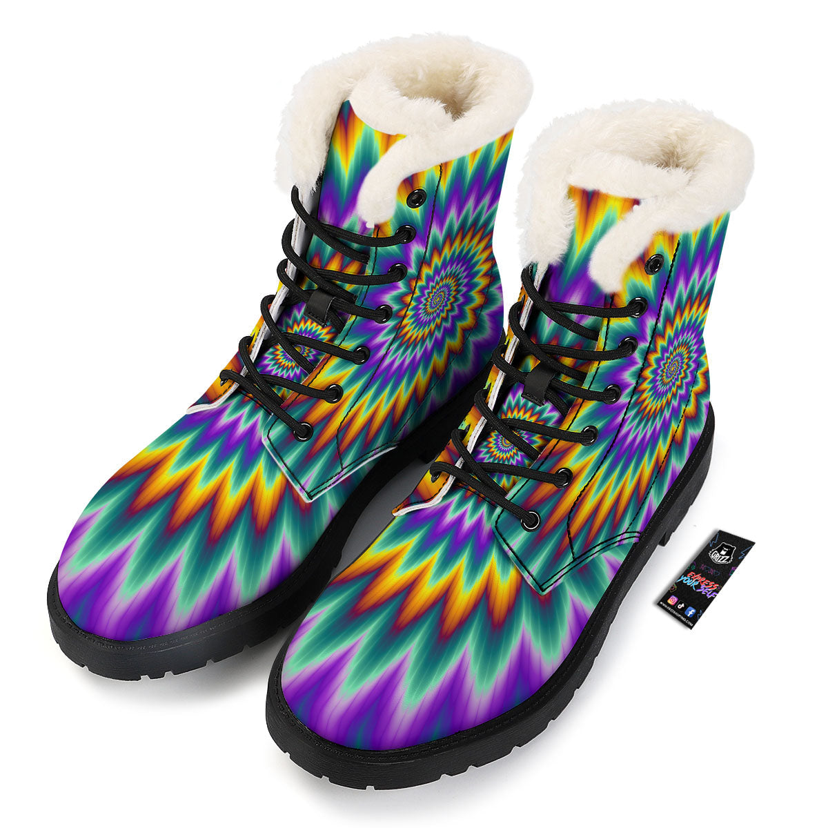 Illusion Optical Rave Psychedelic Winter Boots-grizzshop