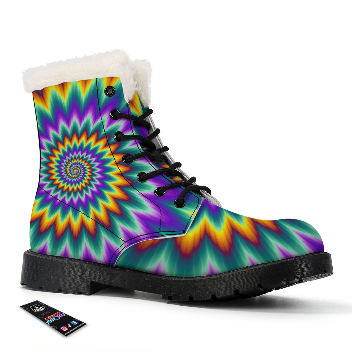 Illusion Optical Rave Psychedelic Winter Boots-grizzshop