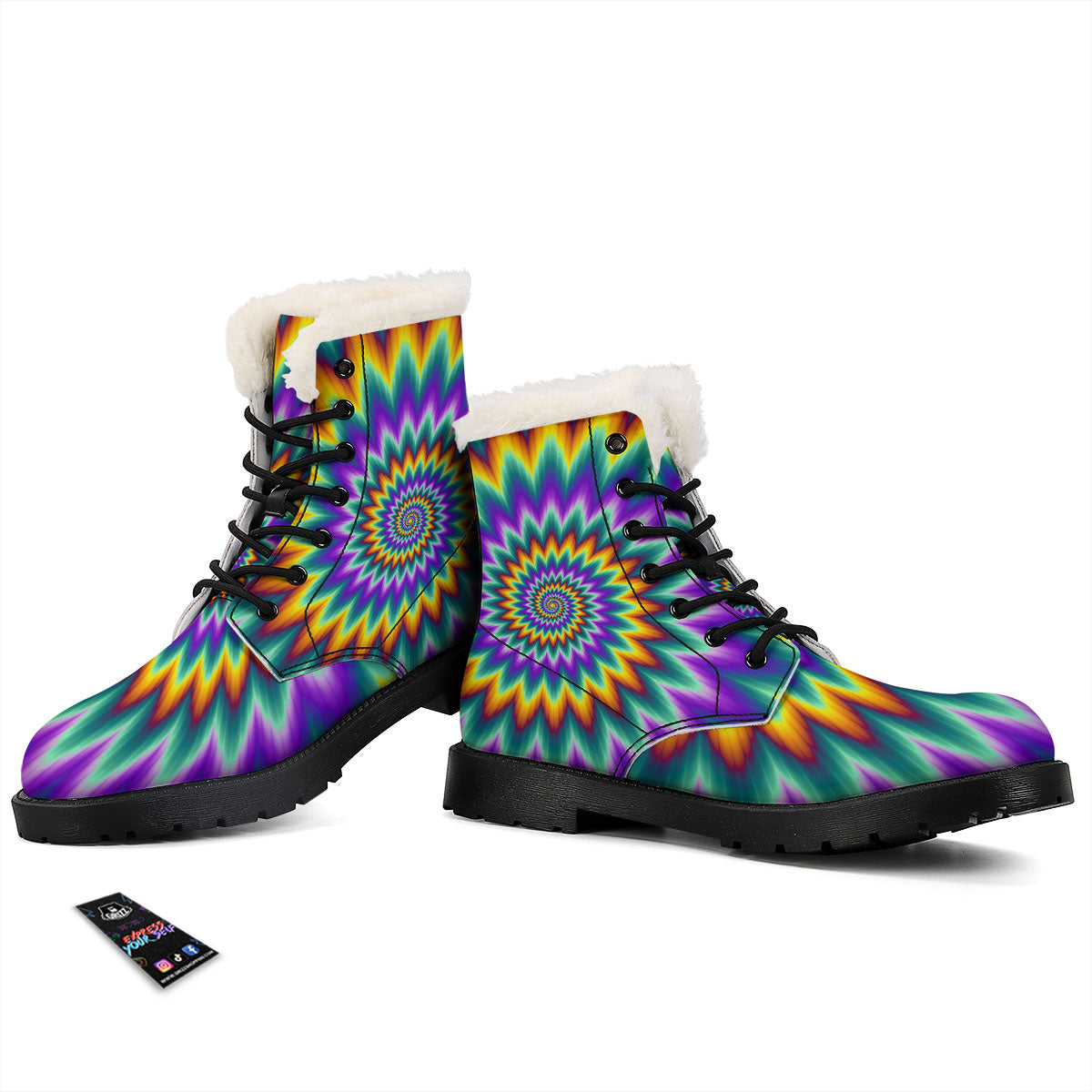 Illusion Optical Rave Psychedelic Winter Boots-grizzshop
