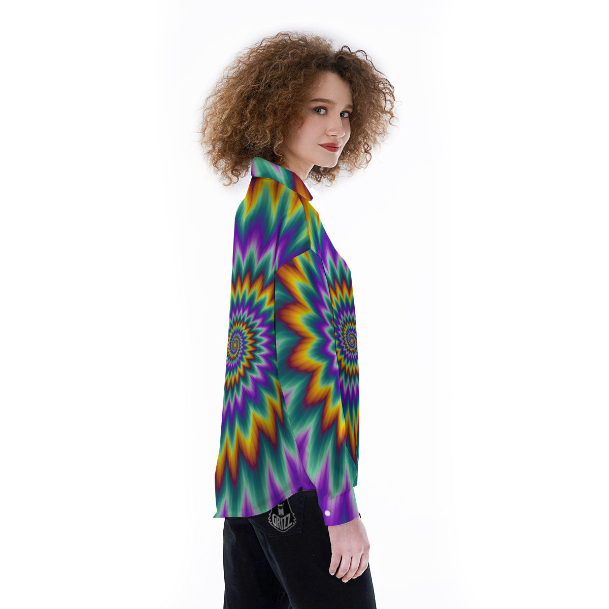 Illusion Optical Rave Psychedelic Women's Long Sleeve Shirts-grizzshop