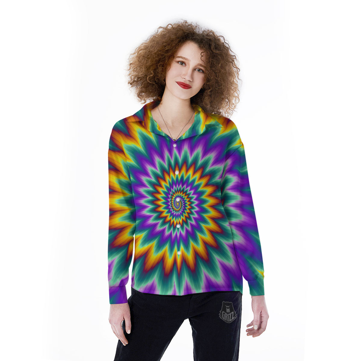 Illusion Optical Rave Psychedelic Women's Long Sleeve Shirts-grizzshop