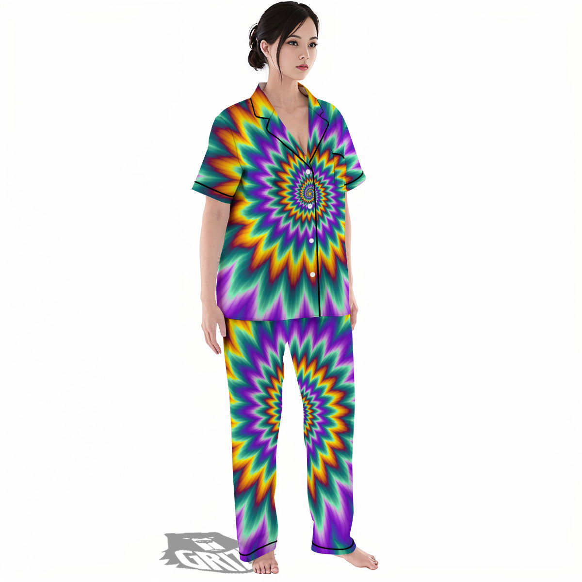 Illusion Optical Rave Psychedelic Women's Pajamas Set-grizzshop