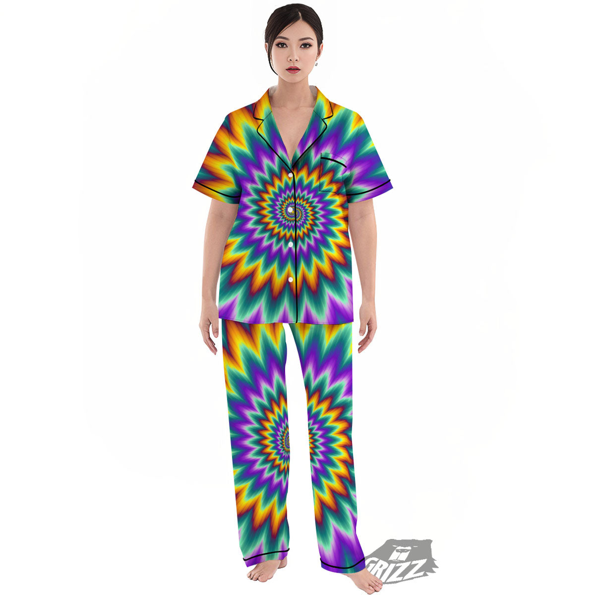 Illusion Optical Rave Psychedelic Women's Pajamas Set-grizzshop