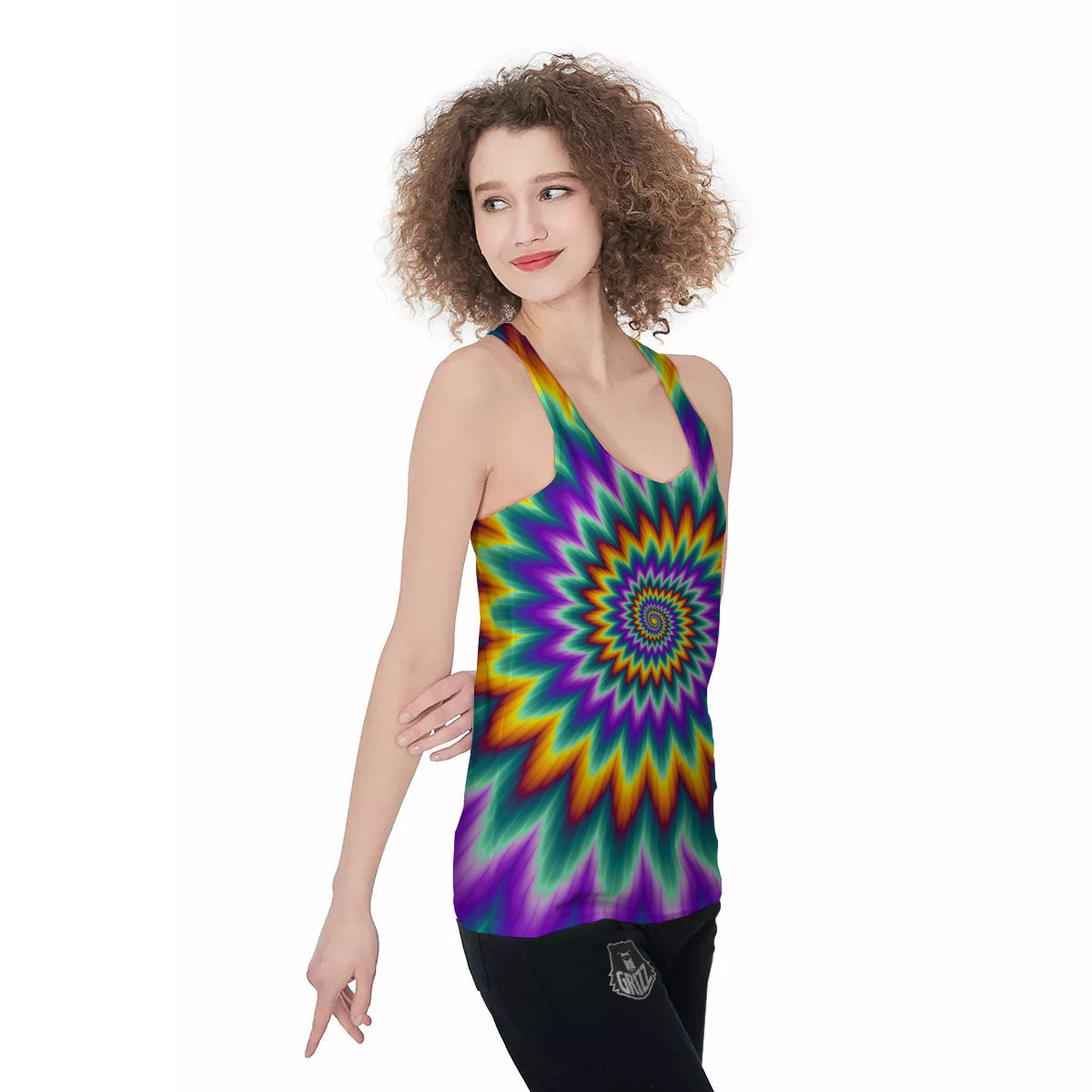 Illusion Optical Rave Psychedelic Women's Racerback Tank Top-grizzshop