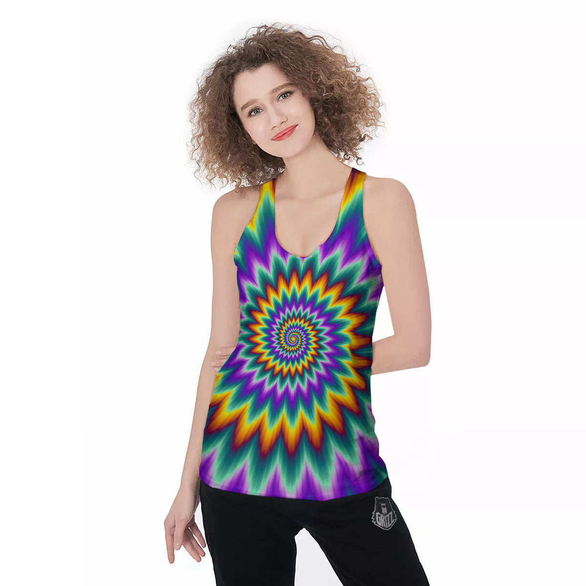 Illusion Optical Rave Psychedelic Women's Racerback Tank Top-grizzshop