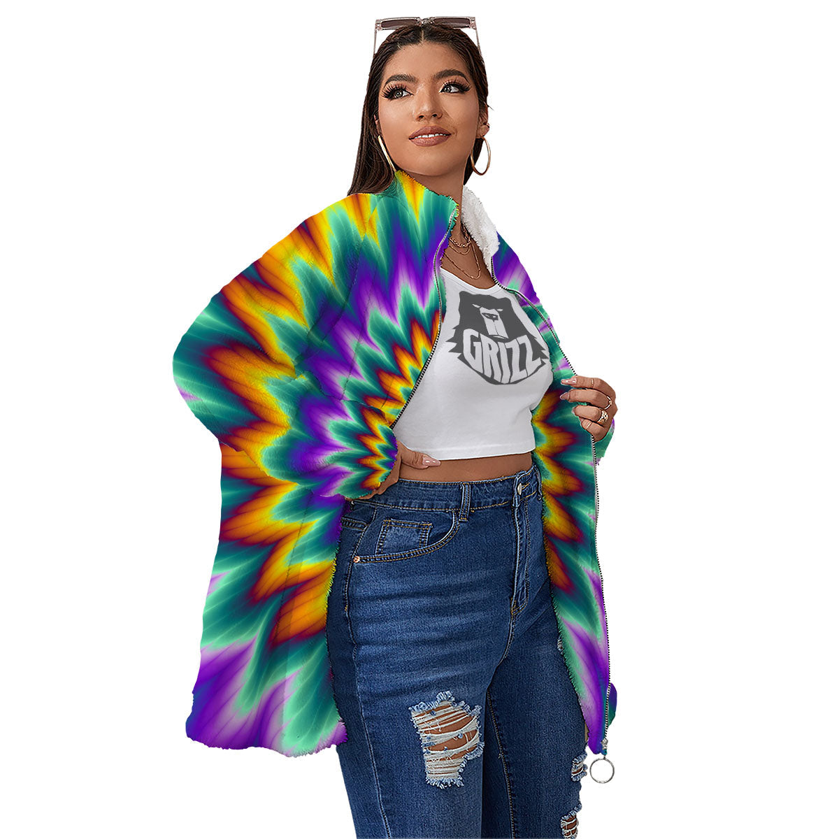 Illusion Optical Rave Psychedelic Women's Sherpa Jacket-grizzshop