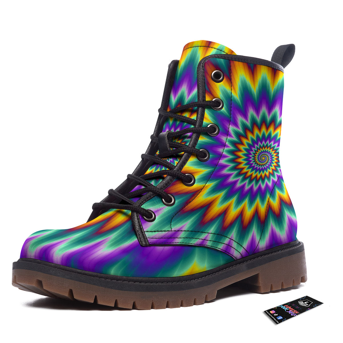 Illusion Optical Rave Psychedelic Work Boots-grizzshop